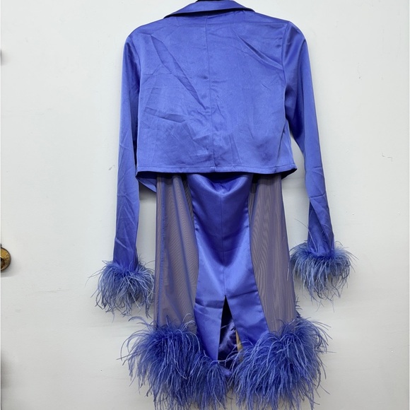 Purple Feathered Two-Piece Set sz Large - Picture 7 of 14